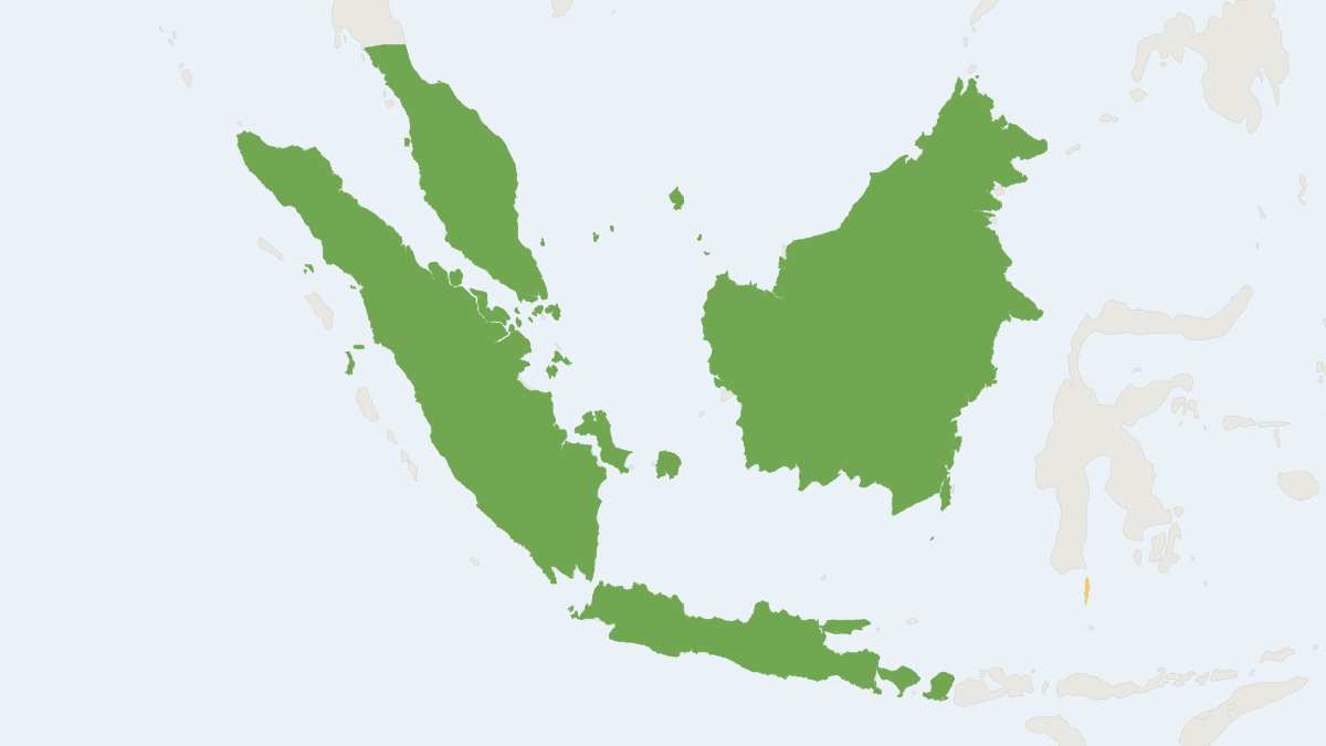 Range map of the Plantain Squirrel (Callosciurus notatus) covering Brunei, Indonesia and Malaysia