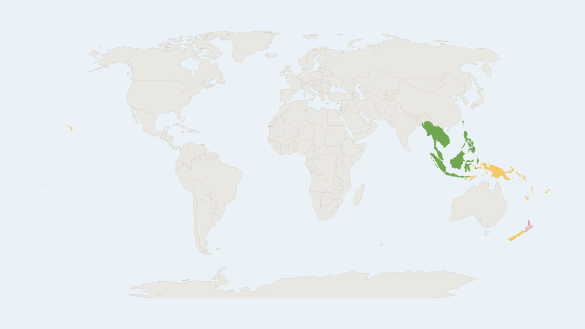 Range map of the Polynesian Rat (Rattus exulans)