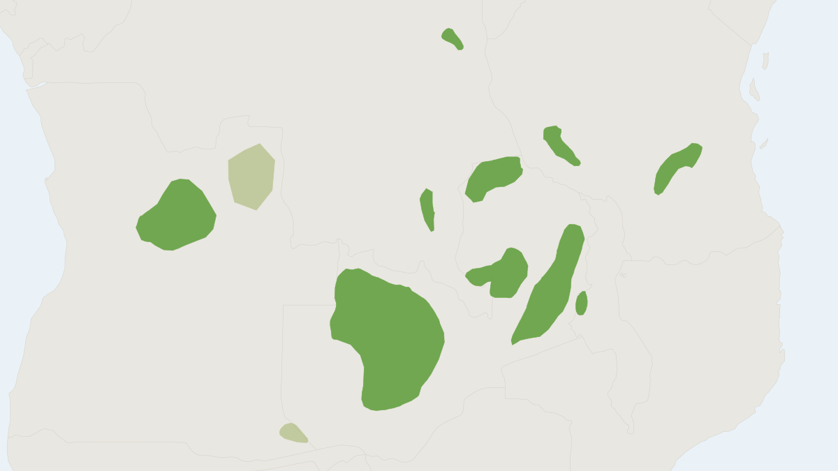 Range map of the Puku (Kobus vardonii)