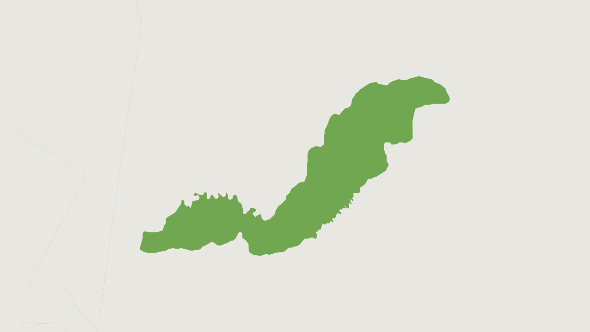 Range map of the Red Bald-headed Uakari (Cacajao rubicundus) covering Brazil, Colombia and Peru
