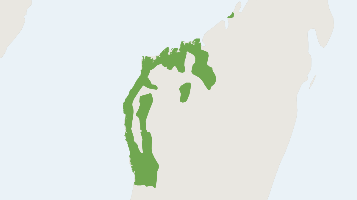 Range map of the Red Brown Lemur (Eulemur rufus)