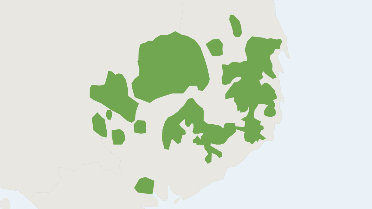Range map of the Red-cheeked Gibbon (Nomascus gabriellae)