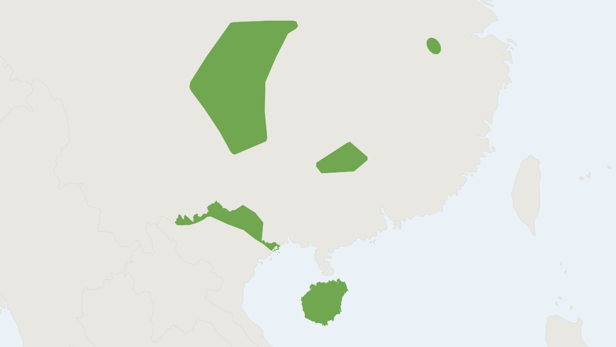 Range map of the Red-hipped Squirrel (Dremomys pyrrhomerus)