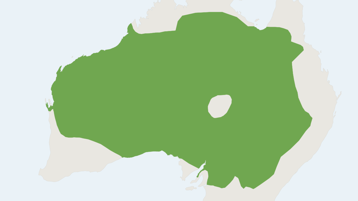 Range map of the Red Kangaroo (Osphranter rufus) covering Australia and United Kingdom