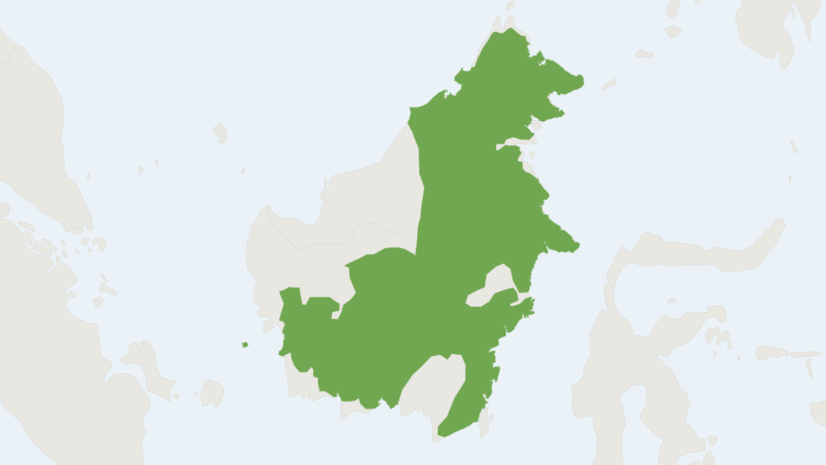 Range map of the Red Langur (Presbytis rubicunda)
