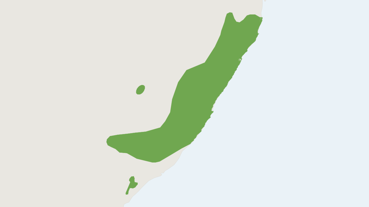 Range map of the Red-necked Pademelon (Thylogale thetis)