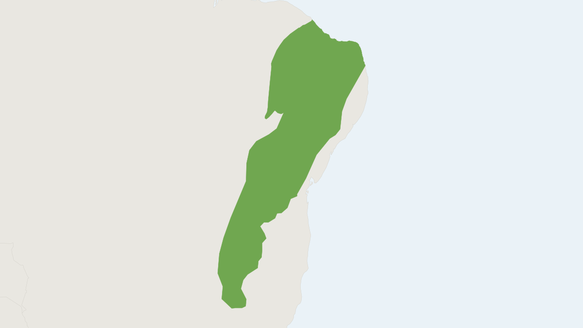 Range map of the Red-nosed Mouse (Wiedomys pyrrhorhinos)