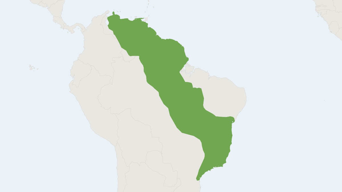 Range map of the Red-rumped Agouti (Dasyprocta leporina)
