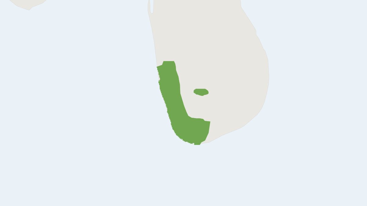 Range map of the Red Slender Loris (Loris tardigradus)