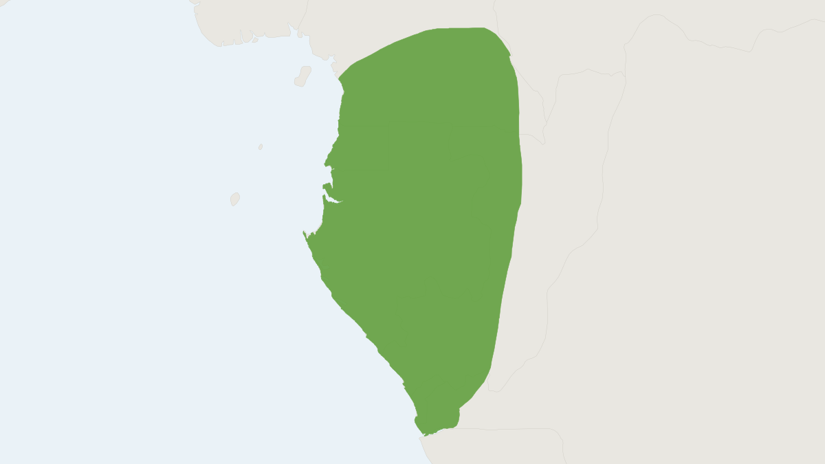 Range map of the Ribboned Rope Squirrel (Funisciurus lemniscatus)