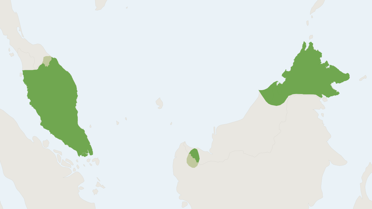 Range map of the Ridley's Leaf-nosed Bat (Hipposideros ridleyi)