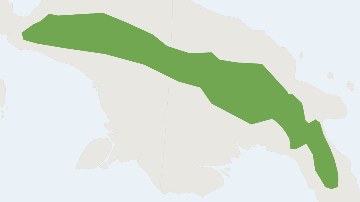 Range map of the Rothschild's Woolly Rat (Mallomys rothschildi)