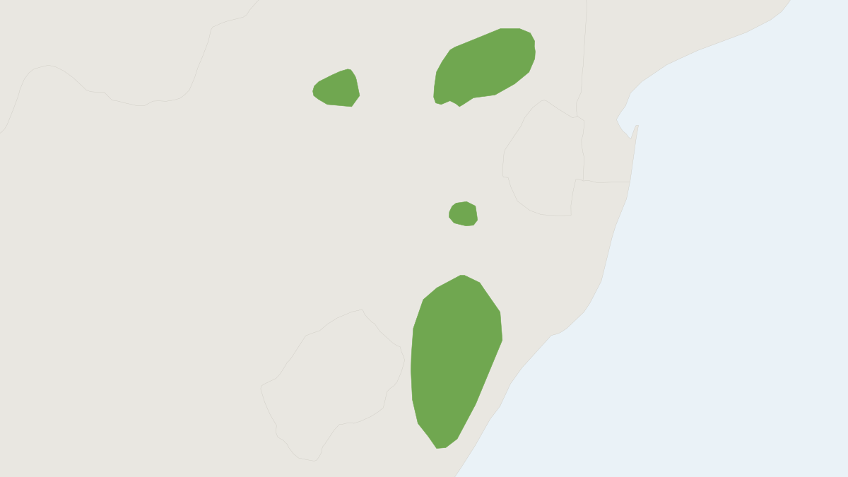 Range map of the Rough-haired Golden Mole (Chrysospalax villosus) covering Eswatini and South Africa