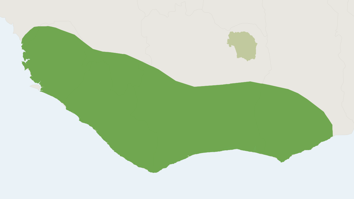 Range map of the Royal Antelope (Neotragus pygmaeus)
