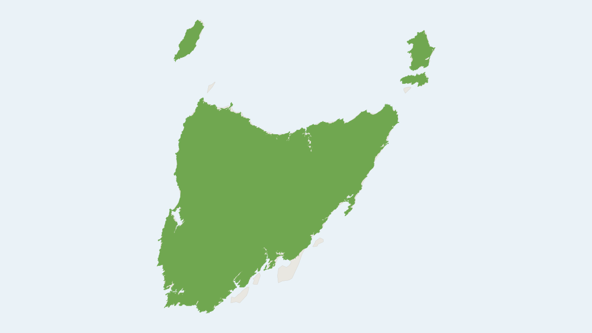 Range map of the Rufous-bellied Pademelon (Thylogale billardierii)