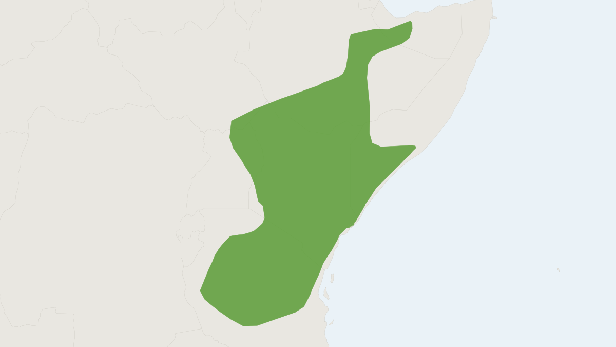 Range map of the Rufous Sengi (Galegeeska rufescens)