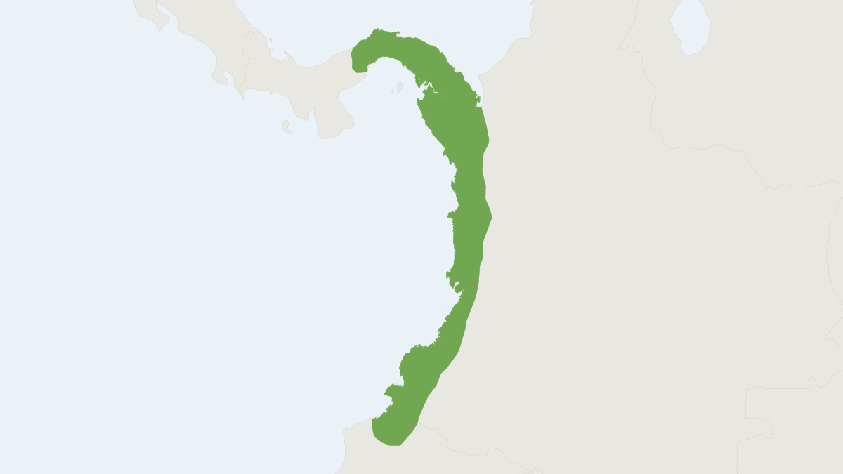 Range map of the Rufous Tree Rat (Diplomys labilis)