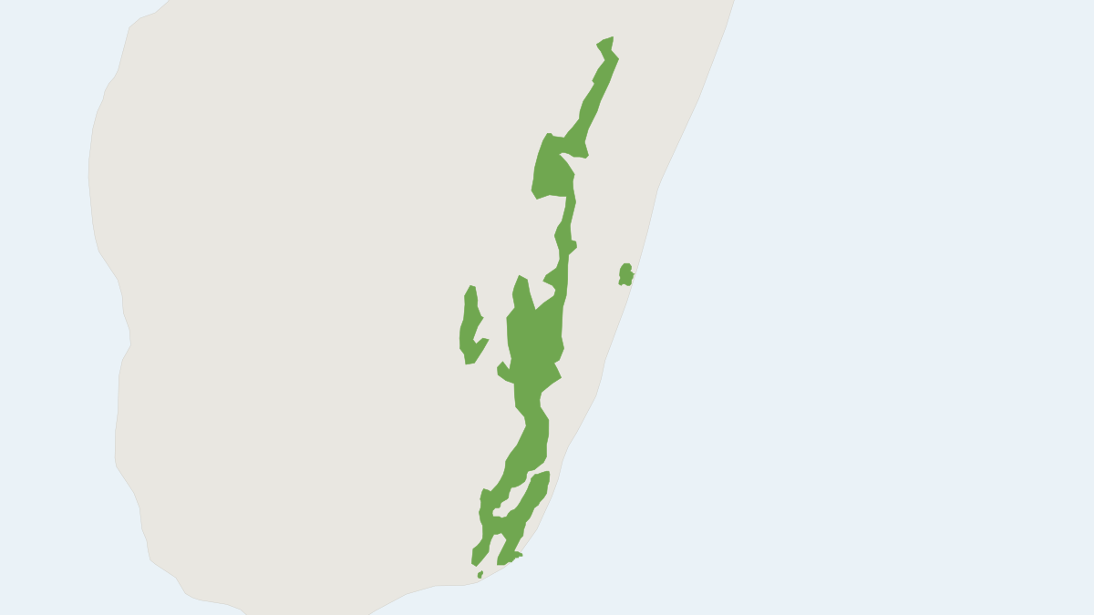 Range map of the Rusty-gray Lesser Bamboo Lemur (Hapalemur meridionalis)