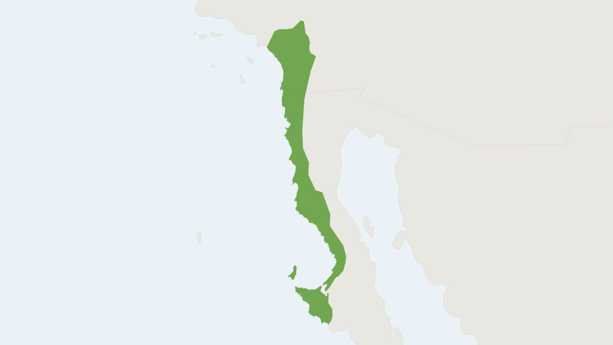 Range map of the San Diego Pocket Mouse (Chaetodipus fallax) covering Mexico and United States