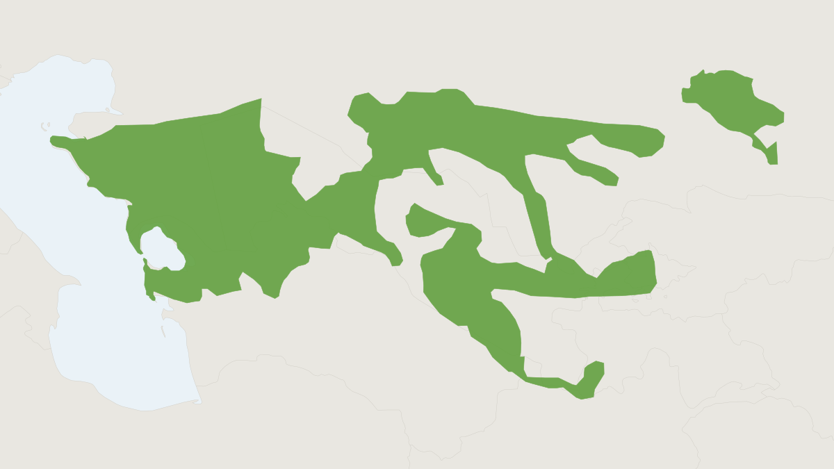 Range map of the Severtzov's Jerboa (Allactaga severtzovi) covering Kazakhstan, Turkmenistan and Uzbekistan