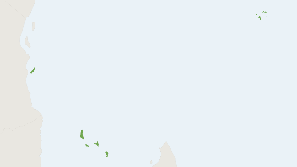 Range map of the Seychelles Flying Fox (Pteropus seychellensis)