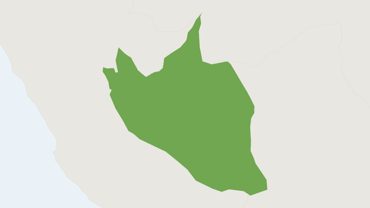 Range map of the Shock-headed Capuchin (Cebus cuscinus) covering Bolivia and Peru