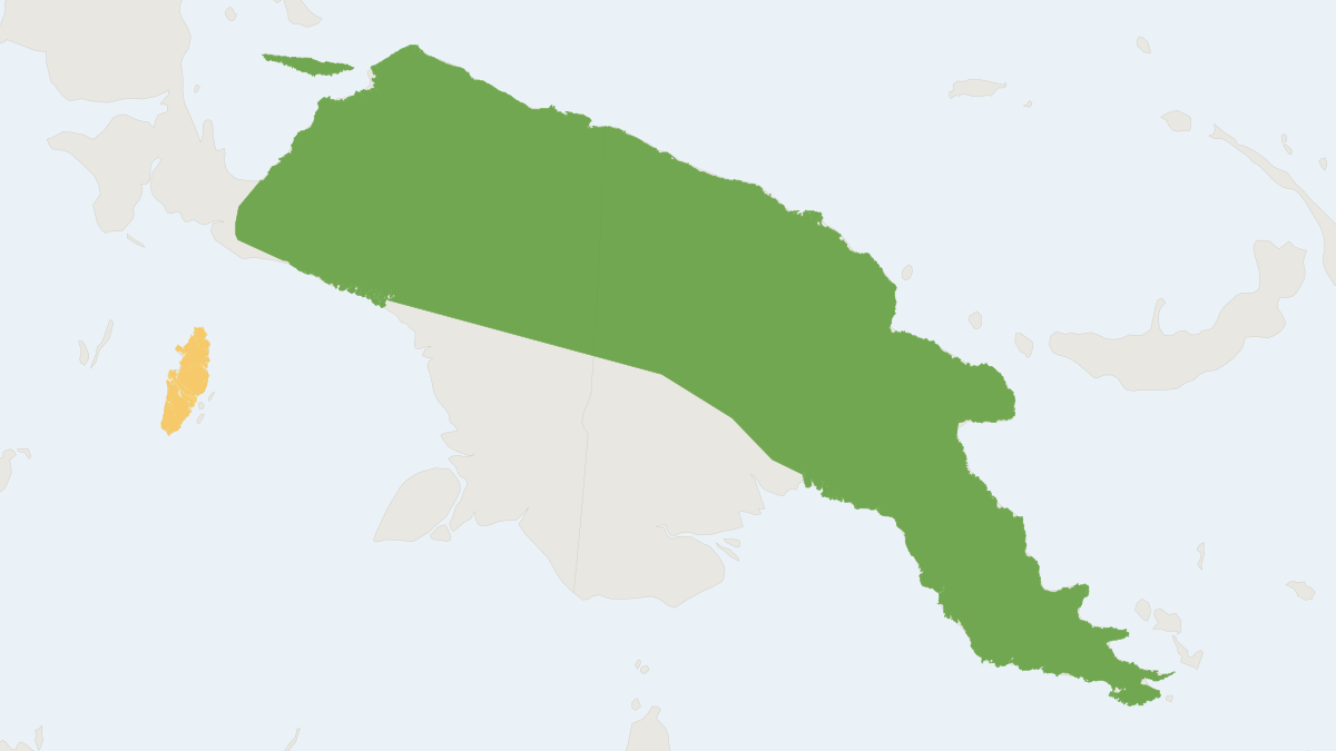 Range map of the Short-furred Dasyure (Murexia longicaudata)