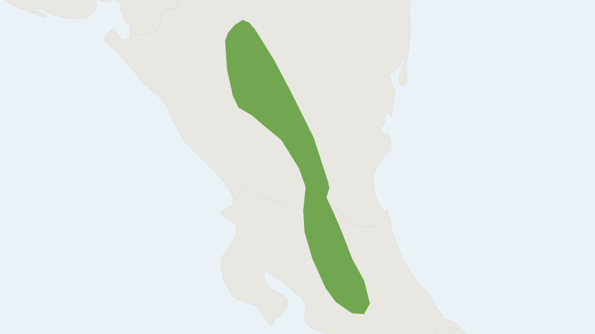 Range map of the Short-nosed Harvest Mouse (Reithrodontomys brevirostris)