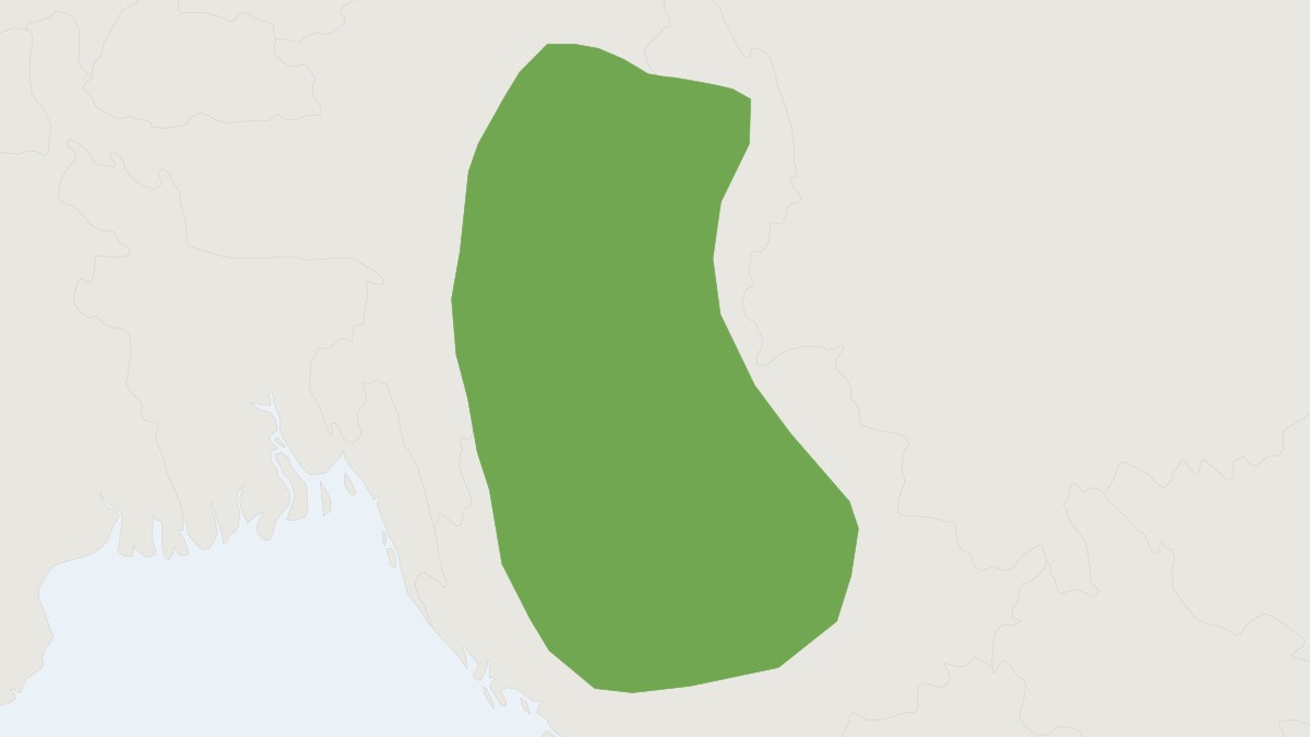 Range map of the Shortridge's Horseshoe Bat (Rhinolophus shortridgei)
