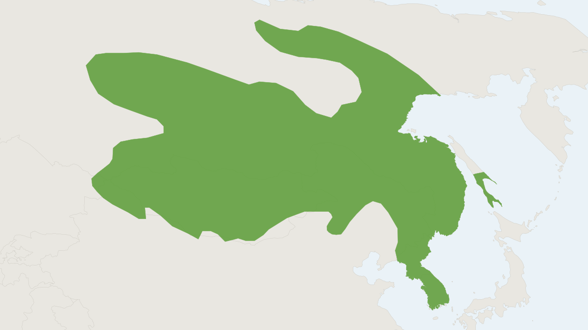 Range map of the Siberian Musk Deer (Moschus moschiferus)