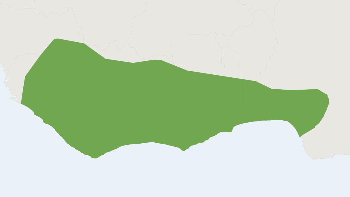 Range map of the Sierra Leone Collared Fruit Bat (Myonycteris leptodon)