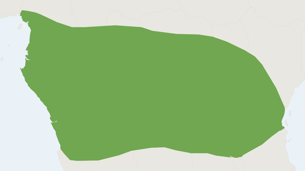 Range map of the Silvered Bat (Glauconycteris argentata)