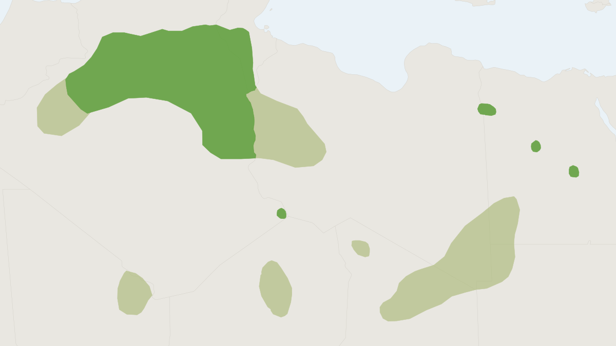 Range map of the Slender-horned Gazelle (Gazella leptoceros)