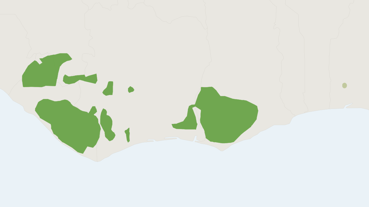 Range map of the Slender-tailed Squirrel (Protoxerus aubinnii)