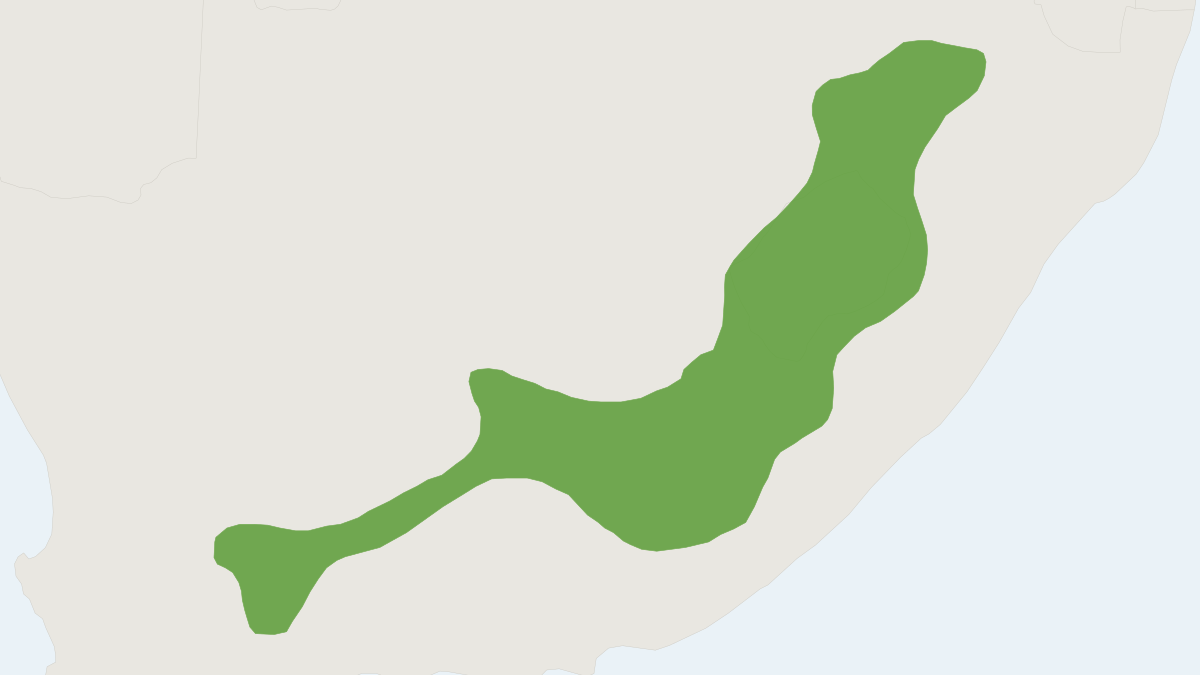 Range map of the Sloggett's Vlei Rat (Otomys sloggetti)
