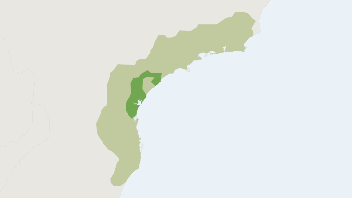 Range map of the Small Red Brocket (Mazama bororo)