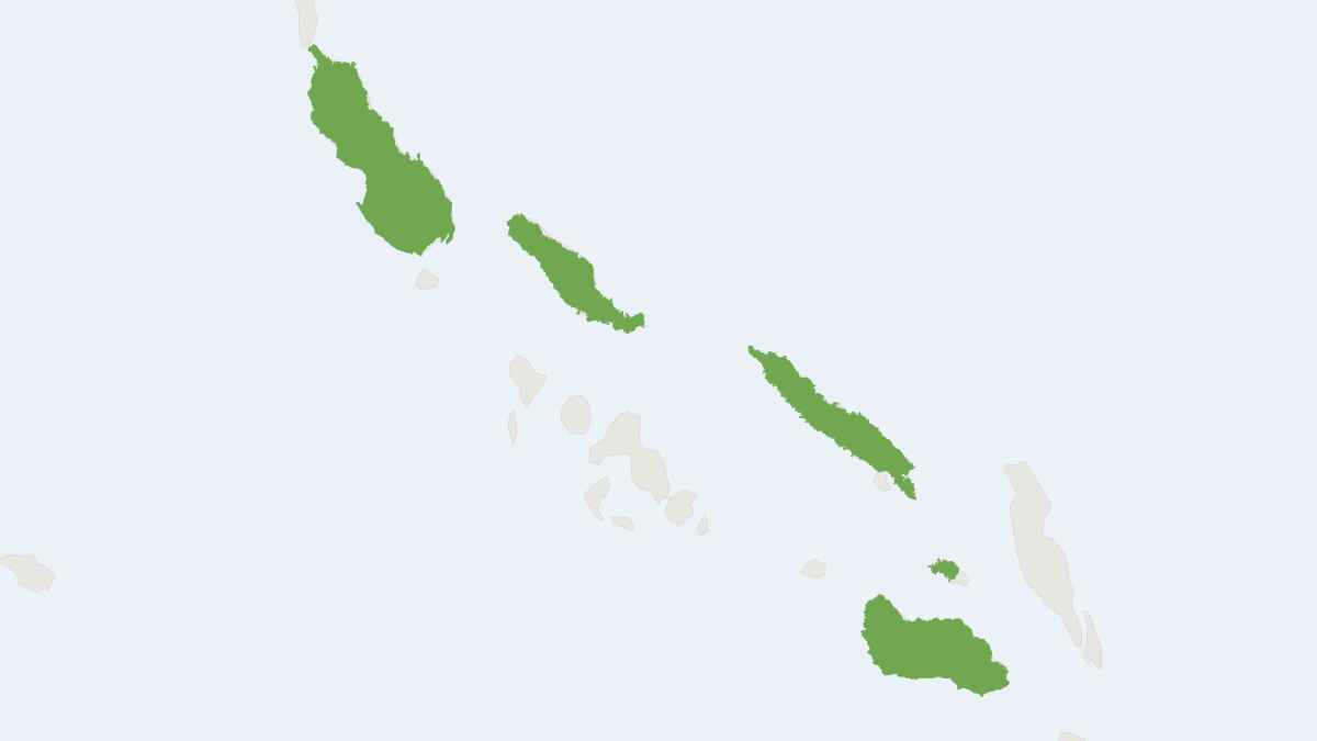 Range map of the Solomons Leaf-nosed Bat (Anthops ornatus) covering Papua New Guinea and Solomon Islands