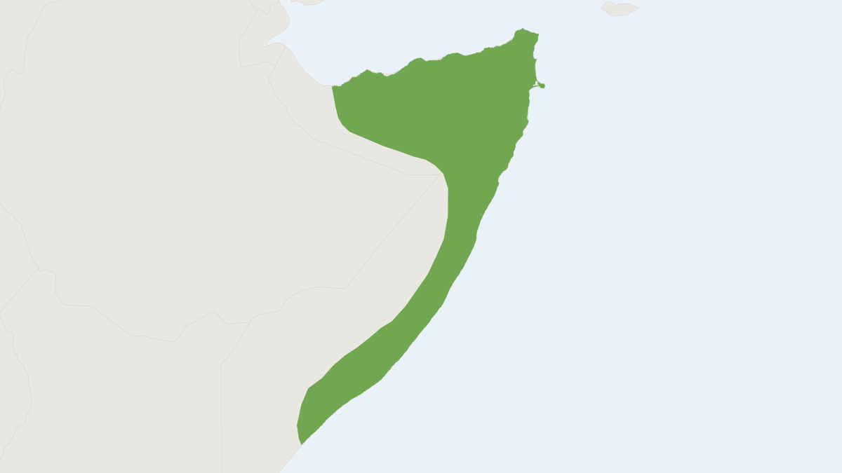 Range map of the Somali Hedgehog (Atelerix sclateri) covering Djibouti, Ethiopia and Somalia