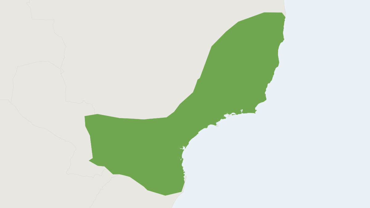 Range map of the Southeastern Four-eyed Opossum (Philander frenatus)