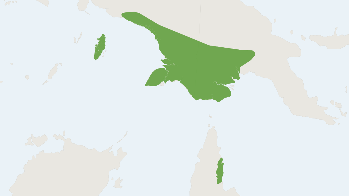 Range map of the Southern Common Cuscus (Phalanger mimicus)