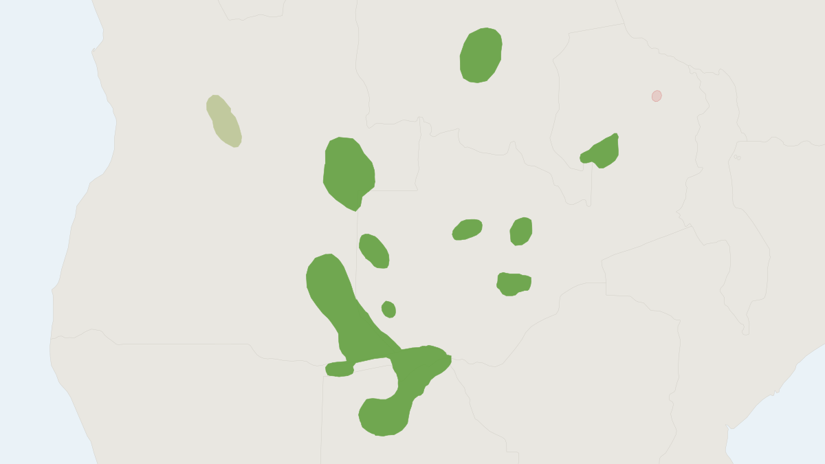Range map of the Southern Lechwe (Kobus leche)