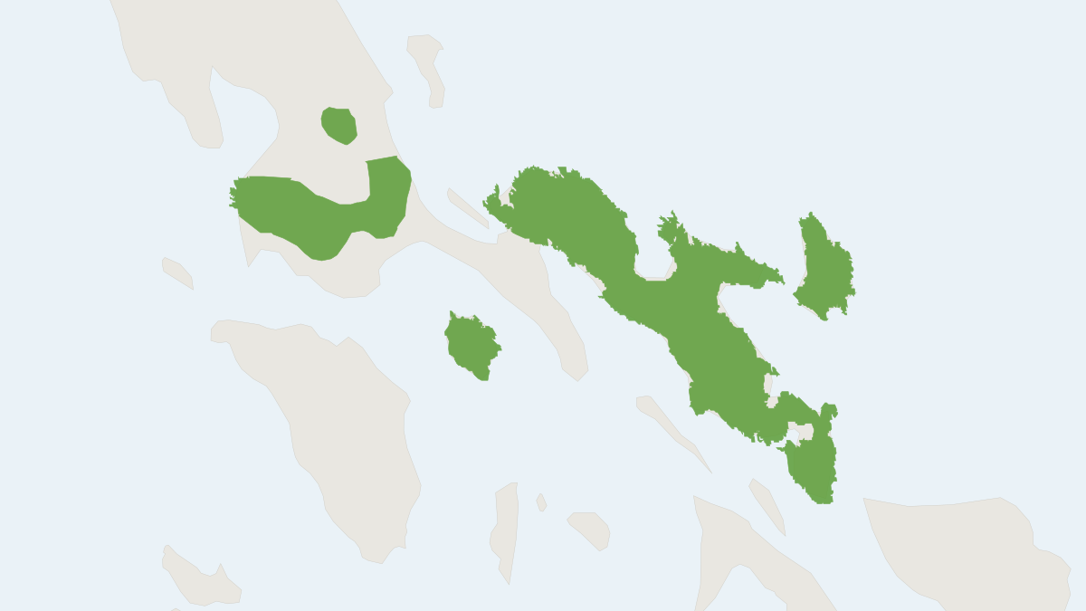 Range map of the Southern Luzon Phloeomys (Phloeomys cumingi)