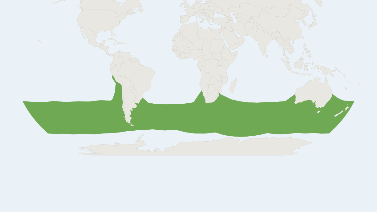 Range map of the Southern Right Whale Dolphin (Lissodelphis peronii)
