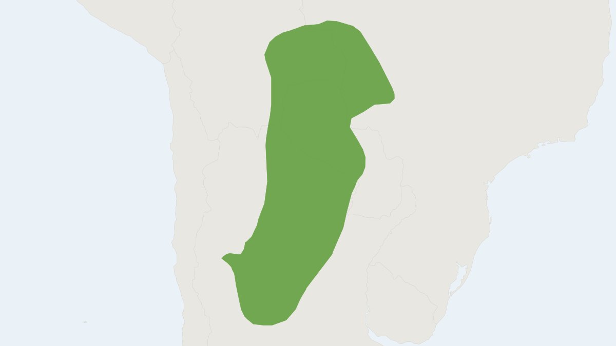 Range map of the Southern Three-banded Armadillo (Tolypeutes matacus)