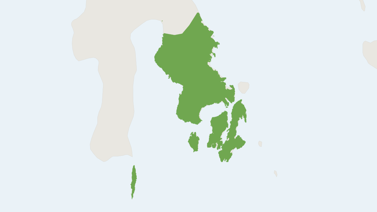 Range map of the Spectral Tarsier (Tarsius tarsier)