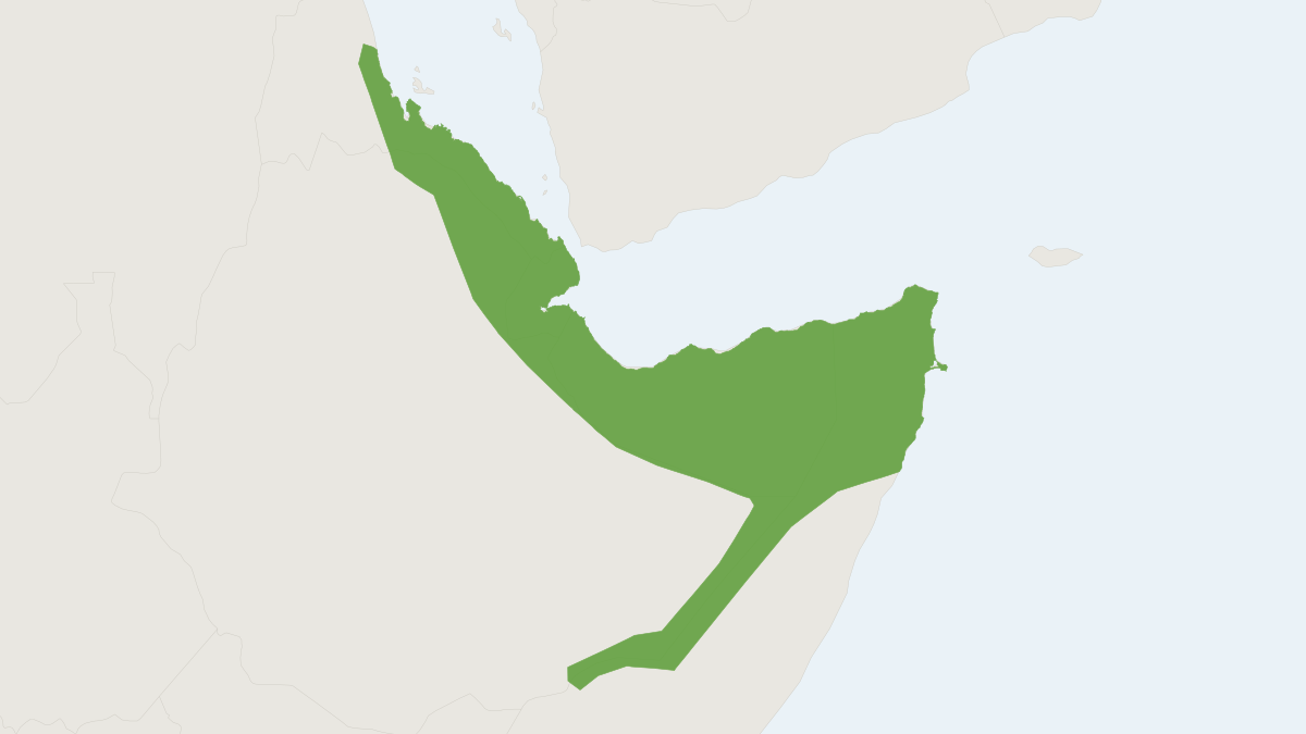 Range map of the Speke's Pectinator (Pectinator spekei)