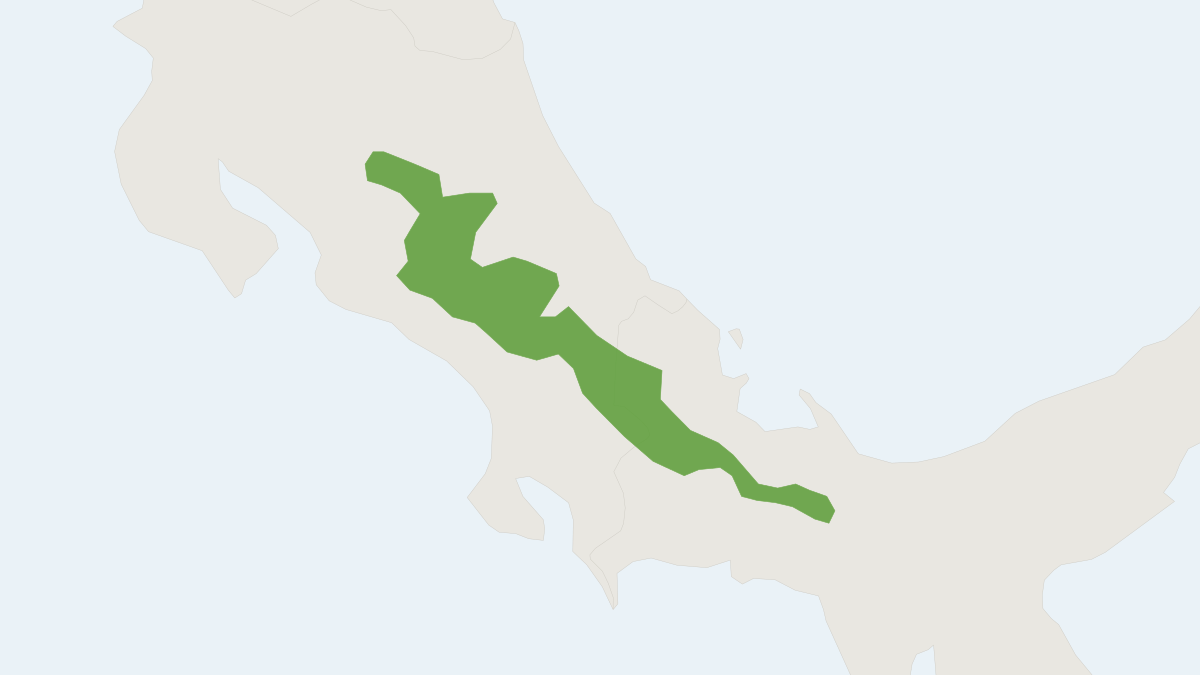 Range map of the Sprightly Pygmy Rice Rat (Oligoryzomys vegetus)