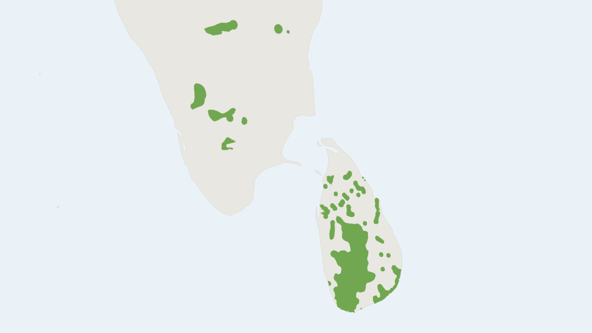 Range map of the Sri Lankan Giant Squirrel (Ratufa macroura)