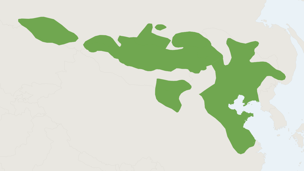 Range map of the Striped Dwarf Hamster (Cricetulus barabensis) covering China, Mongolia and Russia