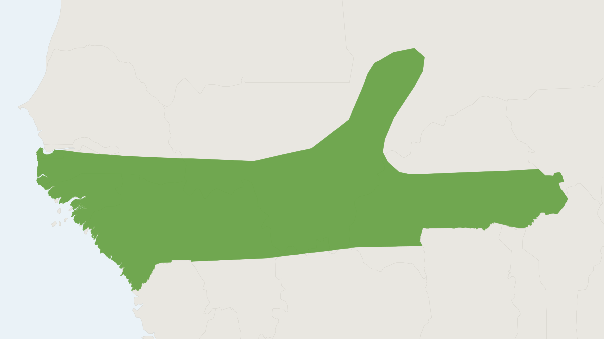 Range map of the Sudanian Arvicanthis (Arvicanthis ansorgei)